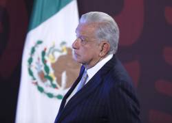 El presidente de México Andrés Manuel López Obrador, participa este martes durante su conferencia matutina en Palacio Nacional, de la Ciudad de México (México).