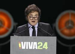 MADRID, 19/05/2024.- Javier Milei, presidente de Argentina , durante su intervención en la convención política de Vox Europa Viva 24.