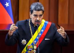 El presidente de Venezuela Nicolás Maduro pronuncia un discurso este miércoles, al inicio del año judicial en la sede del Tribunal Supremo de Justicia (TSJ) en Caracas (Venezuela).