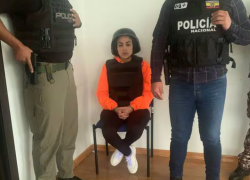Fotografía de Mayra Salazar antes de su intervención en la audiencia de testimonios anticipados del Caso Metástasis, instalada este jueves.