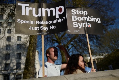 Manifestaciones contra la decisión de Donald Trump de bombardear Siria