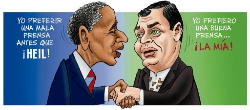 Rafael Correa, Barack Obama y la prensa