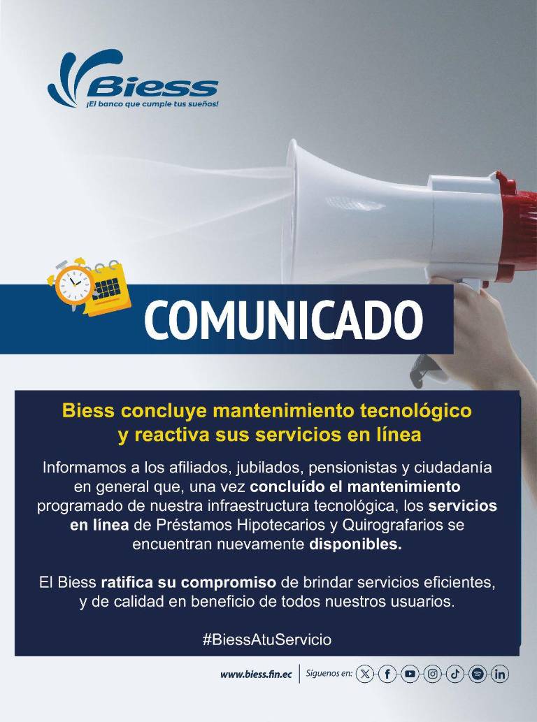 Comunicado de restauración de servicios. $!Comunicado de restauración de servicios.