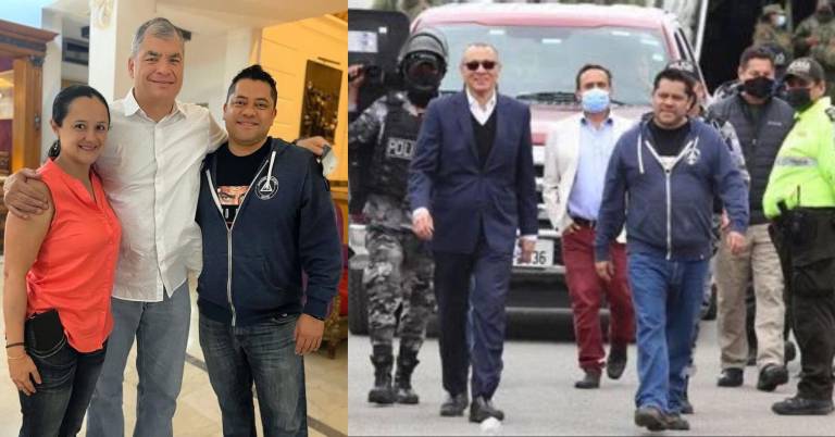 Fausto Jarrín junto a su esposa y el expresidente Rafael Correa. Y junto al exvicepresidente Jorge Glas, cuando lo sacó de la cárcel en 2022. $!Fausto Jarrín junto a su esposa y el expresidente Rafael Correa. Y junto al exvicepresidente Jorge Glas, cuando lo sacó de la cárcel en 2022.