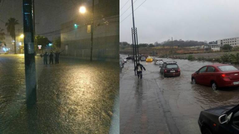 Calles anegadas tras horas de intensa lluvia en Guayaquil