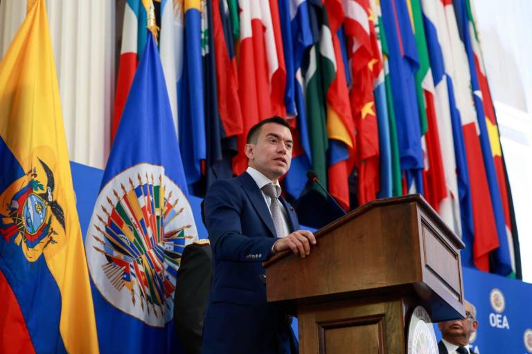 Daniel Noboa en su intervención ante el foro de la OEA. $!Daniel Noboa en su intervención ante el foro de la OEA.