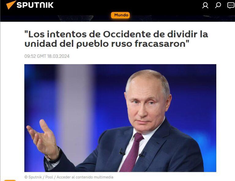 $!Medios propagandísticos del Kremlin denunciaron estrategias de Occidente para victimizar a Putin en las elecciones