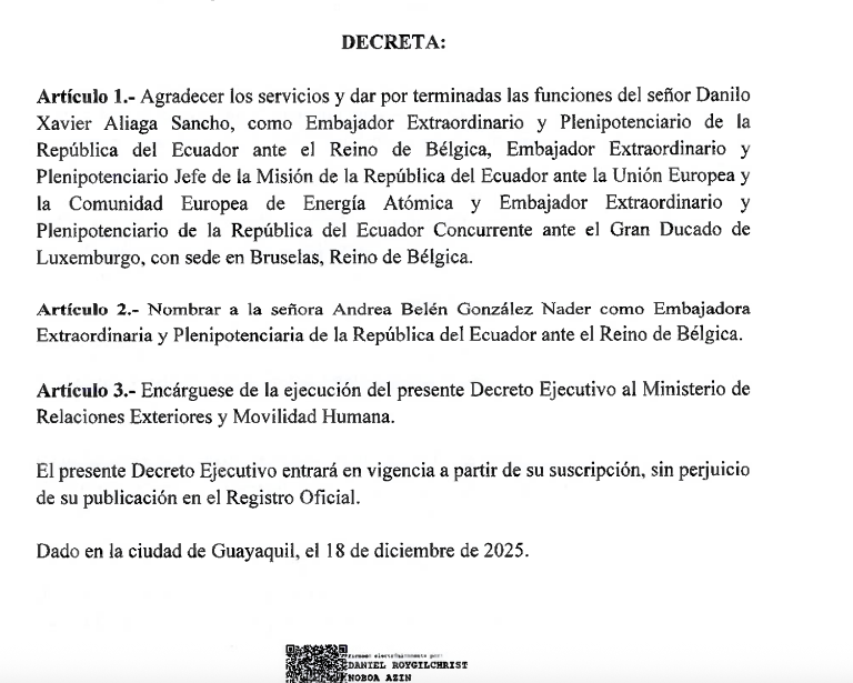 Andrea González nueva embajadora de Ecuador en Bélgica. $!Andrea González nueva embajadora de Ecuador en Bélgica.