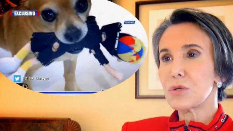 Florinda Meza usa a muñeco de Kiko como mascota de su perrito