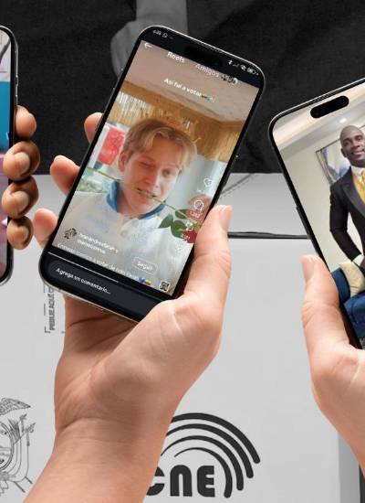 Composición de capturas de pantallas de influencers en jornada electoral.