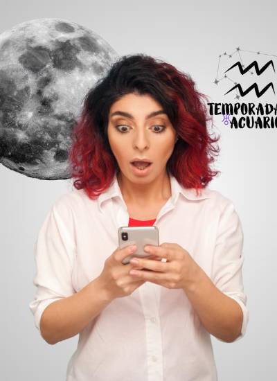 Mujer asombrada por los cambios que traen la luna llena y Neptuno.