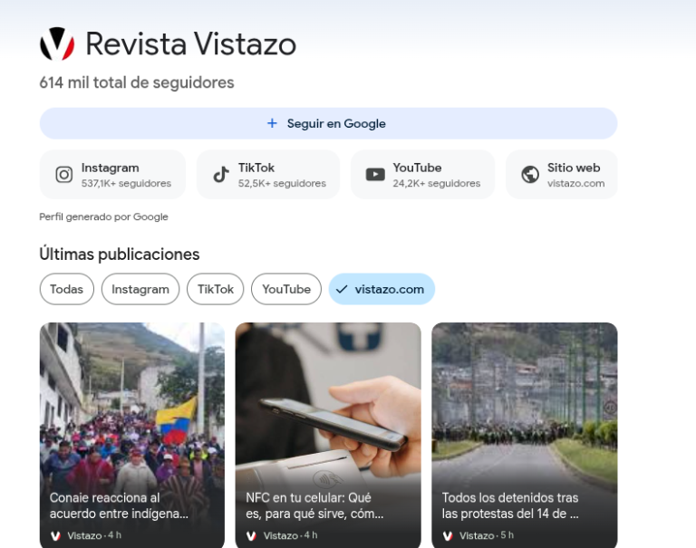 $!Asi puedes seguir a Revista Vistazo en Google Discover.