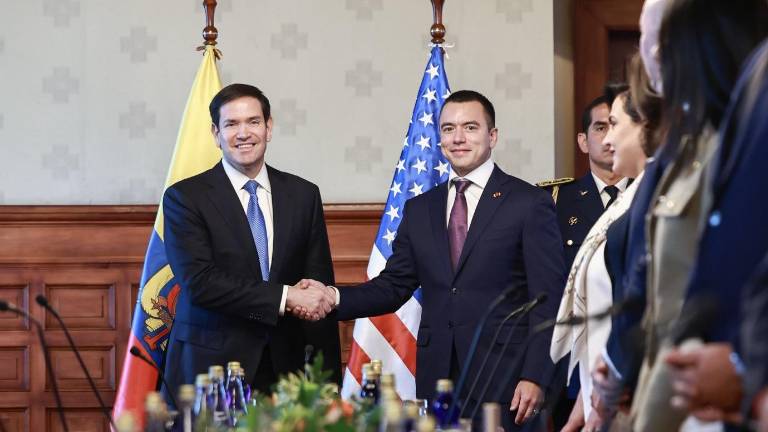 Fotografía de una reunión que el encargado de diplomacia exterior de Estados Unidos, Marco Rubio, y el mandatario ecuatoriano Daniel Noboa sostuvieron en enero del año pasado.