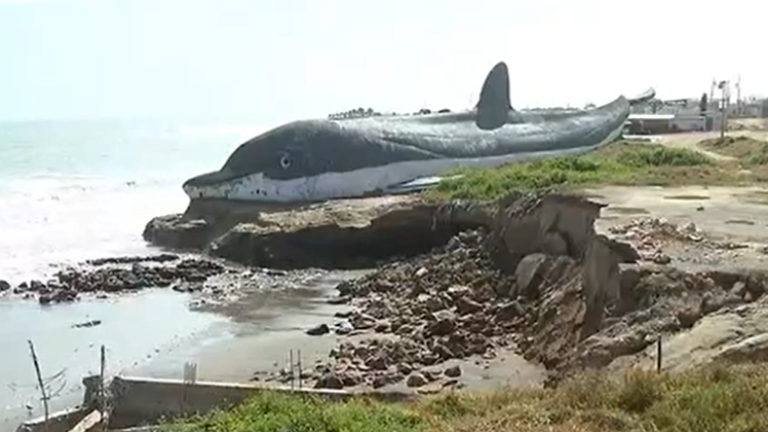 Posorja: monumento al delfín colapsó y dejó al menos un menor de edad fallecido