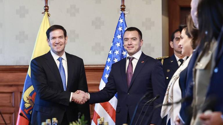 Fotografía de una reunión que el encargado de diplomacia exterior de Estados Unidos, Marco Rubio, y el mandatario ecuatoriano Daniel Noboa sostuvieron en enero del año pasado.