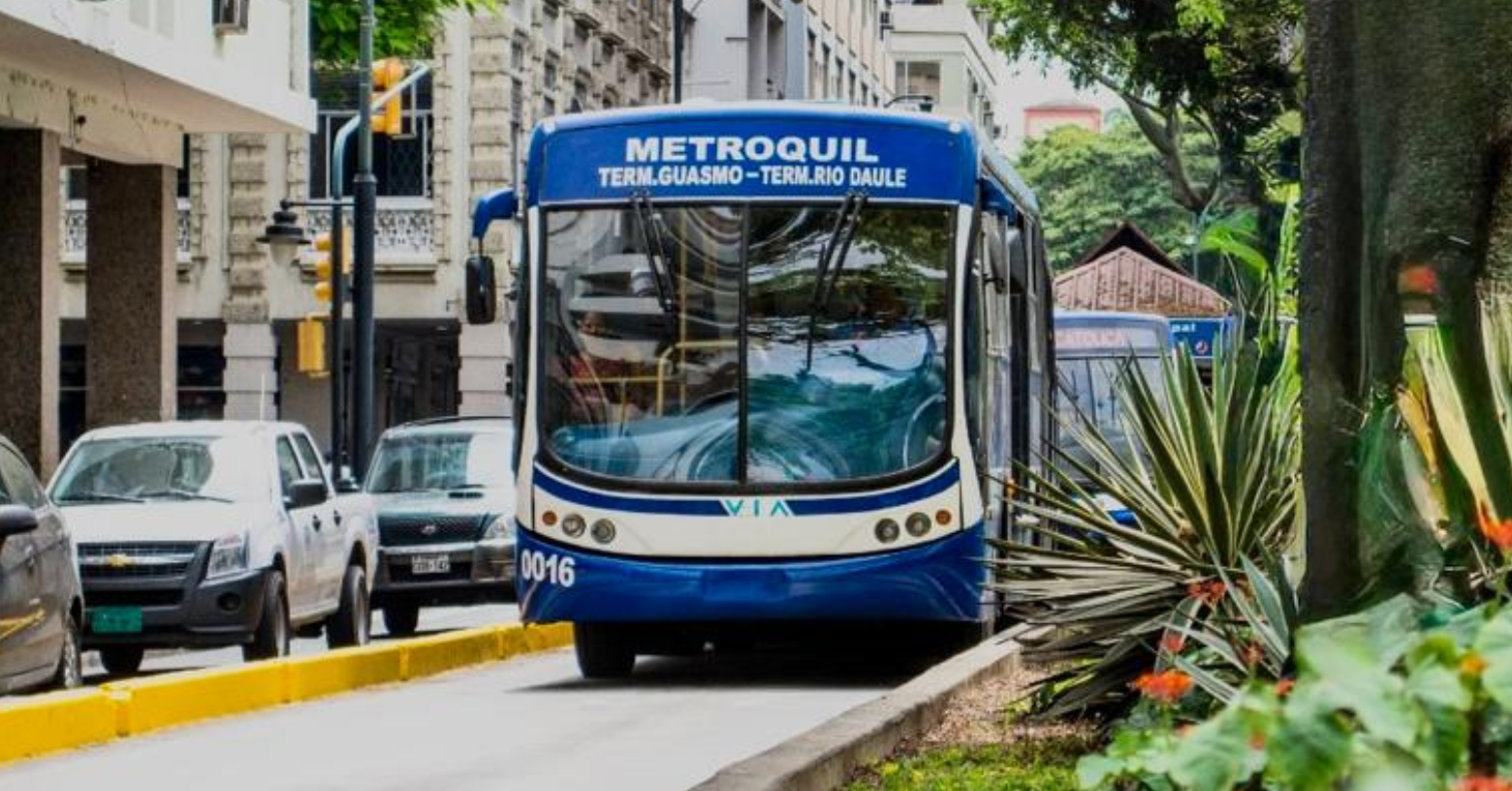 Hombre cae al intentar subir a la Metrovía en el centro de Guayaquil
