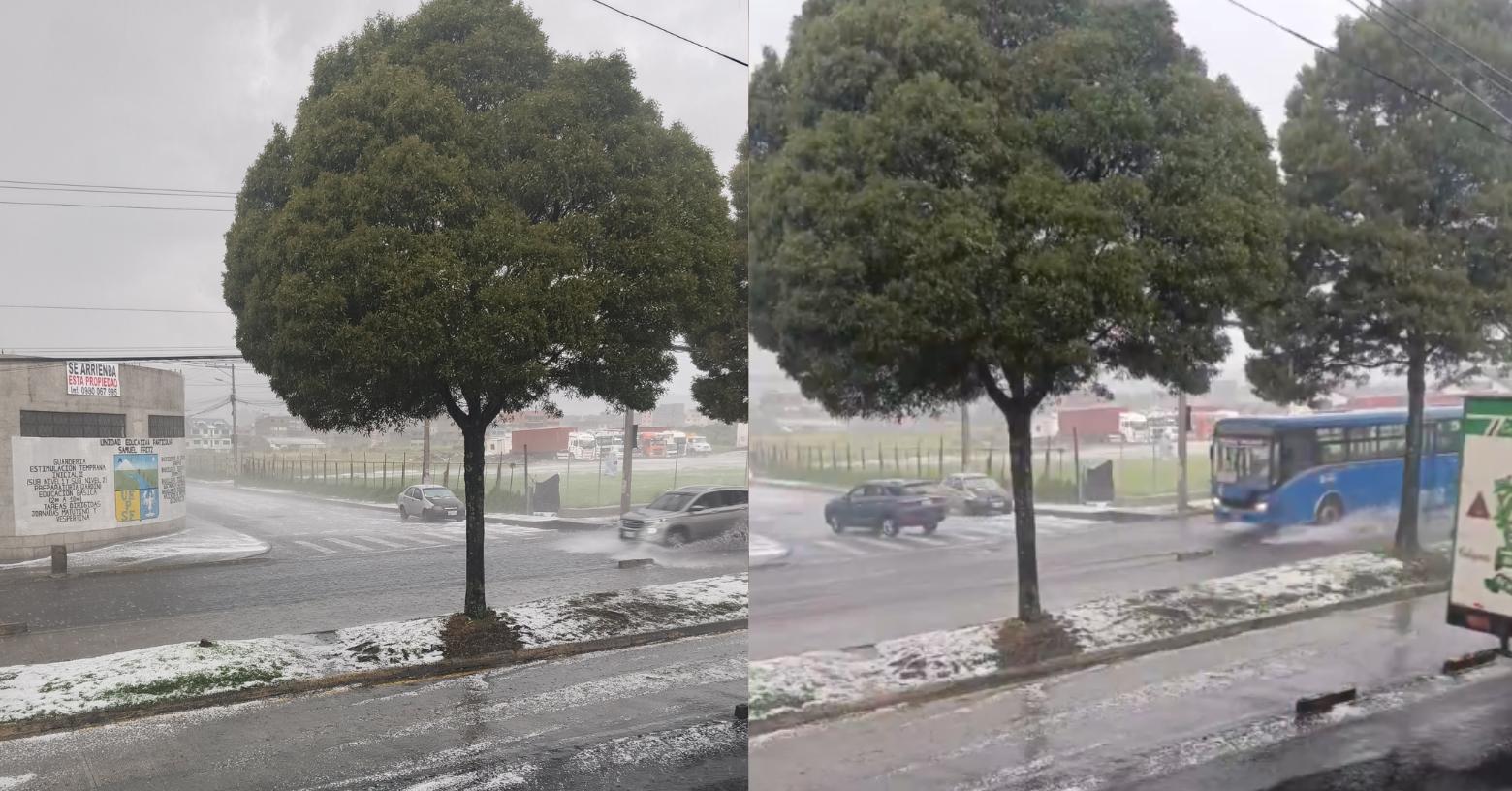 Caída de granizo y lluvias intensas azotan el sur de Quito