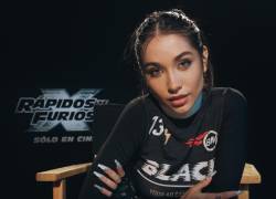 Fotografía cedida por United International Pictures (UIP) que muestra a la cantante argentina María Becerra durante una ronda de entrevistas sobre su participación en el filme Fast &amp; Furious X.