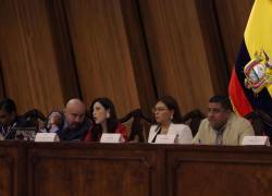 Fotografía de la sesión de la Comisión de Fiscalización de la Asamblea Nacional, para tratar sobre los casos: León de Troya y Madrina, en la que comparece la Fiscal General Diana Salazar.