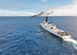 Fotografía que muestra uno de los buques estadounidenses desplegados en el oriente del océano Pacífico.