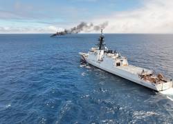 Fotografía de un navío de la guardia costera estadounidense desplegado durante el operativo.