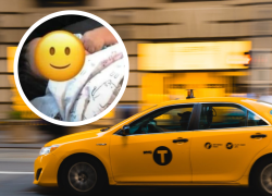 Fotografía del bebé difundida en redes sociales junto a una foto referencial de un taxi.