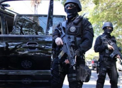Fotografía de efectivos fuertemente armados de la Policía Federal de Brasil.