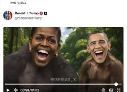 Donald Trump publicó un video en el que aparecen Barack Obama y Michelle Obama caraterizados como chimpancés