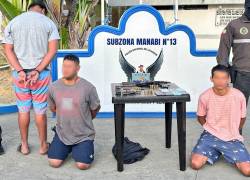 Tres sujetos detenidos por la Policía Nacional.