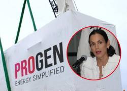Composición fotográfica de los cargamentos de Progen que llegaron a Ecuador y la exministra Inés Manzano.
