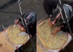 El repartidor de pizza logró encubrir su acto con una navaja y cinta adhesiva.