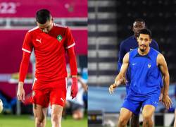 Jugadores de Marruecos y Francia entrenando previo al partido de semifinal del día miércoles.