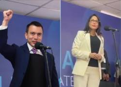 Daniel Noboa llegó en compañía de su esposa Lavinia Valbonesi y de su madre Anabella Azín. Mientras que Luisa González arribó junto a Andrés Arauz, su candidato a la vicepresidencia.