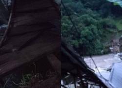 Puentes destruidos en la frontera de Colombia y Ecuador.