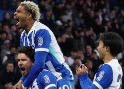 Jugadores del Brighton celebrando el gol realizado al Chelsea.