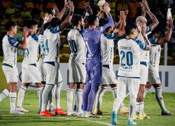 Jugadores de Liga de Quito previo al partido frente a Mirassol.