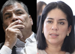 El expresidente Rafael Correa y la abogada Mónica Luzárraga.