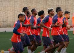 Jugadores de la selección Ecuador durante un entrenamiento.