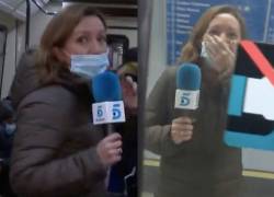 Sandra Mir, periodista del canal español ‘Telecinco’, protagonizó un momento cómico en el metro de Madrid.