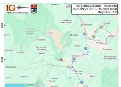 El epicentro del sismo se localizó a 8,53 kilómetros de Cotacachi.