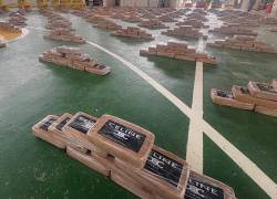 Fotografía que muestra parte de la incautación de droga llevada a cabo en San Lorenzo, Esmeraldas.