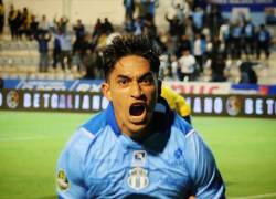 Martin Tello celebrando el último gol de la jornada nueve de la LigaPro 2026.