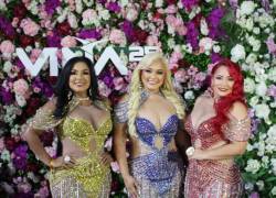Las artistas ecuatorianas con larga trayectoria en la música durante la gala de presentación del Festival Viña del Mar 2025.