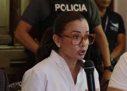 La prefecta del Guayas, Marcela Aguiñaga, en el Consejo de Seguridad Provincial de Guayas.
