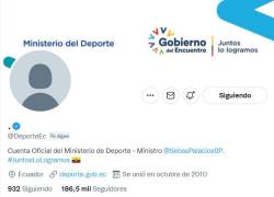 Las credenciales de la cuenta oficial de Twitter @deporteec fueron robada este jueves.
