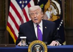 El presidente Donald Trump habla durante una mesa redonda sobre el Compromiso de Protección del Contribuyente en la Sala del Tratado Indio en el Edificio de Oficinas Ejecutivas Eisenhower.