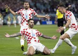 El croata Marko Livaja celebra el segundo gol anotado por su equipo, con el que remontaron a Canadá.