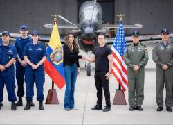 El presidente de la República, Daniel Noboa, junto a Kristi Noem, la secretaria de Seguridad Nacional de Estados Unidos.