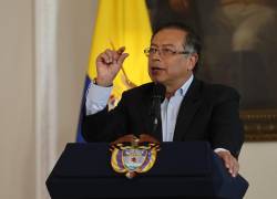 Fotografía de archivo en la que se registró al presidente de Colombia, Gustavo Petro, durante una rueda de prensa, en Bogotá (Colombia).