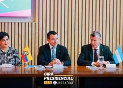 El presidente Daniel Noboa junto a la ministra de Relaciones Exteriores, Gabriela Sommerfeld.